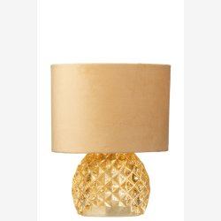  J-Line - LED Batteri Bordlampe Glas Guld 17,2x17,2x23cm.