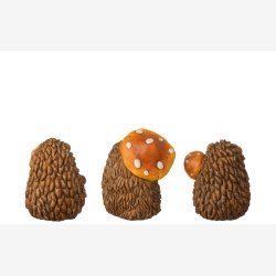 J-Line - Pindsvin m/svamp figur Brun poly H: 9 cm. 3 varianter