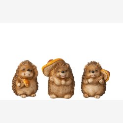 J-Line - Pindsvin m/svamp figur Brun poly H: 9 cm. 3 varianter