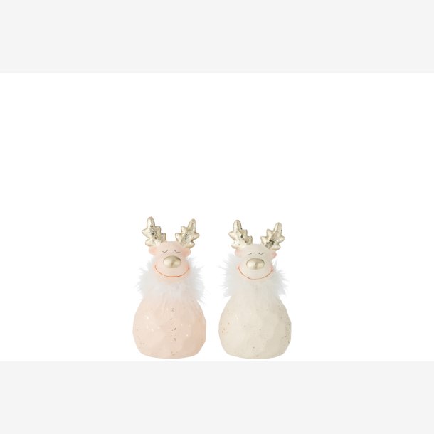 J-Line - Rensdyr m/pels &amp; Guld gevir Stentj ass. farve H: 16.5 : 8,5 cm 