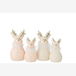 J-Line - Rensdyr m/pels &amp; Guld gevir Stentj H: 21 : 10 cm. - Leveres Assorteret