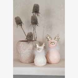 J-Line - Rensdyr m/pels &amp; Guld gevir Stentj H: 21 : 10 cm. - Leveres Assorteret