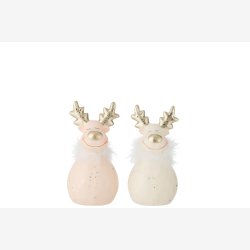 J-Line - Rensdyr m/pels &amp; Guld gevir Stentj H: 21 : 10 cm. - Leveres Assorteret