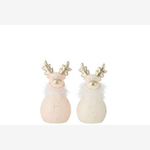 J-Line - Rensdyr m/pels & Guld gevir Stentj H: 21 : 10 cm. - Leveres Assorteret