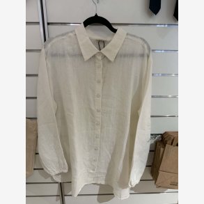 Agenda - Janella Oversize Skjorte Hvid 100% h�r