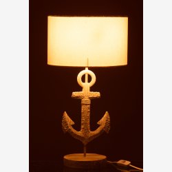 J-Line - Bordlampe Anker Polyresin Hvid/Naturlig 28x28x58cm.