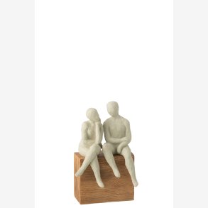 J-Line - Figurine-par Siddende Polyresin Hvid/naturlig 14,5x9x22,5cm.