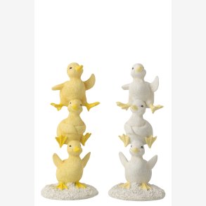 J-Line - Stablet �nder Polyresin 9x8x21cm. Hvid/Gul Udvalg af 2 