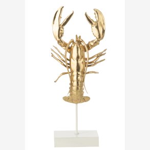 J-Line - Hummerfigur p� fod Polyresin Guldfarvet 24x16x57cm.