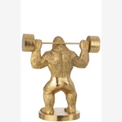 J-Line - Gorilla Figur v�gtl�ftning Polyresin Guldfarvet Stor 58x31x62,5cm