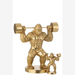 J-Line - Gorilla Figur v�gtl�ftning Polyresin Guldfarvet Stor 58x31x62,5cm