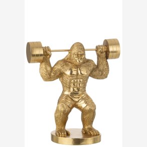 J-Line - Gorilla Figur v�gtl�ftning Polyresin Guldfarvet Stor 58x31x62,5cm