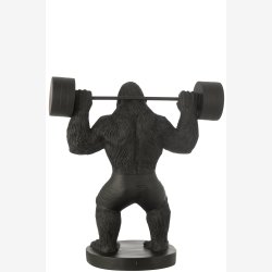 J-Line - Gorilla Figur v�gtl�ftning Polyresin Sort Stor 58x31x62,5cm