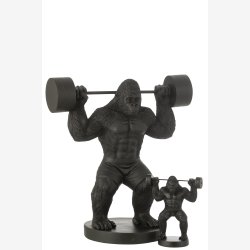 J-Line - Gorilla Figur v�gtl�ftning Polyresin Sort Stor 58x31x62,5cm