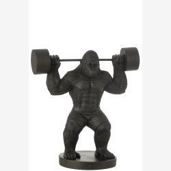 J-Line - Gorilla Figur v�gtl�ftning Polyresin Sort Stor 58x31x62,5cm