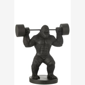 J-Line - Gorilla Figur v�gtl�ftning Polyresin Sort Stor 58x31x62,5cm