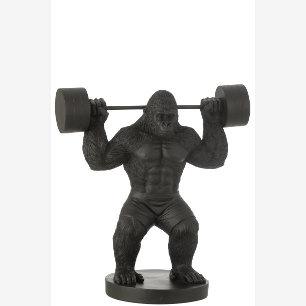 J-Line - Gorilla Figur v�gtl�ftning Polyresin Sort Stor 58x31x62,5cm