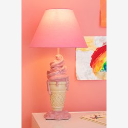 J-Line - Bordlampe m. isfigur Polyresin Pink/Beige 26x26x47,5cm.