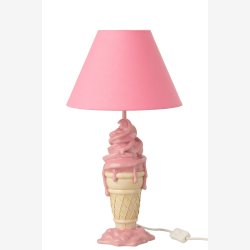 J-Line - Bordlampe m. isfigur Polyresin Pink/Beige 26x26x47,5cm.