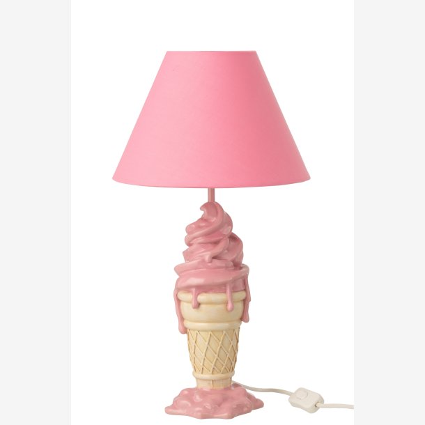 J-Line - Bordlampe m. isfigur Polyresin Pink/Beige 26x26x47,5cm.