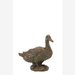 J-Line - Siddende And Antik Udend�rs Magnesium/polyresin M�rkegr�n 35x18x36cm.