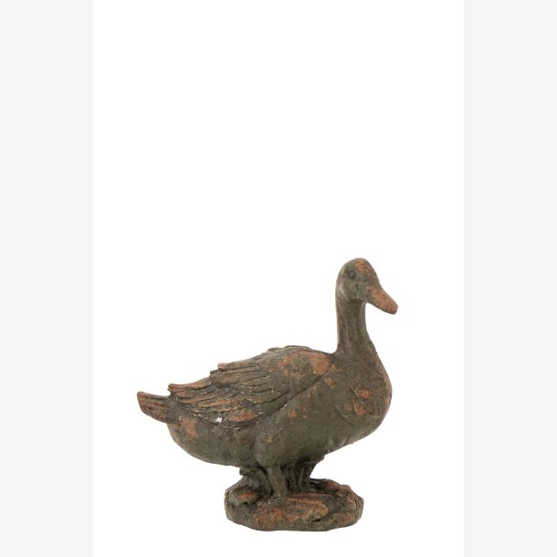 J-Line - Siddende And Antik Udend�rs Magnesium/polyresin M�rkegr�n 35x18x36cm.