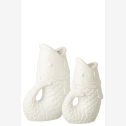 J-Line - Vase i fiskeform Polyresin Hvid 30,5x18x45cm.
