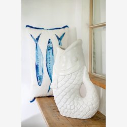 J-Line - Vase i fiskeform Polyresin Hvid 30,5x18x45cm.