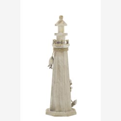 J-Line - Fyrt�rn Tr� Hvidkalk/Naturlig 16,5x17,5x53cm.