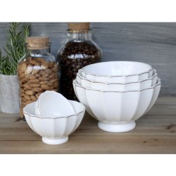 Chic Antique - Ars Latteskl m. guld stribe st af 5, H9/16 cm hvid