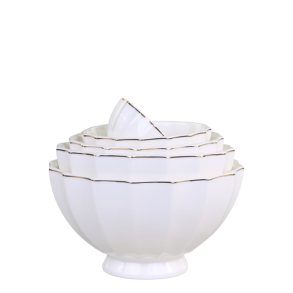 Chic Antique - Ars Latteskl m. guld stribe st af 5, H9/16 cm hvid