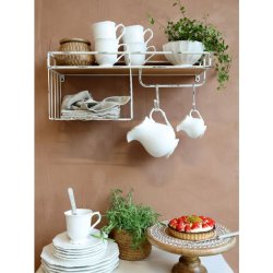 Chic Antique - Ars Latteskl m. guld stribe st af 5, H9/16 cm hvid