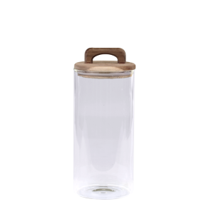 Chic Antique - Opbevaringsglas m/trlg af akacietr, H: 24 : 10 cm.