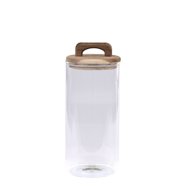 Chic Antique - Opbevaringsglas m/trlg af akacietr, H: 24 : 10 cm.