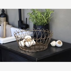 Chic Antique - Kurv Fil De Fer H: 11,5 : 27 cm. Antik Messing Look