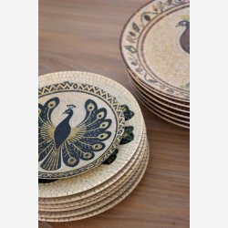 Chic Antique - Fad i mosaik m. p�fugl Beige/mocca H2/�16 cm.