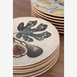 Chic Antique - Fad i mosaik m. figner Creme/oliven H2,5/�21 cm.