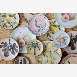 Chic Antique - Fad i mosaik m. p�fugl Rose/himmelbl� H2,5/�21 cm.
