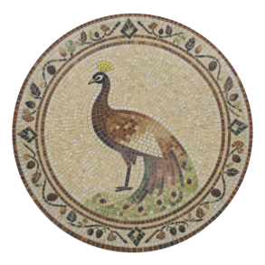 Chic Antique - Fad i mosaik m. p�fugl Beige/mocca H2,8/�26,5 cm.