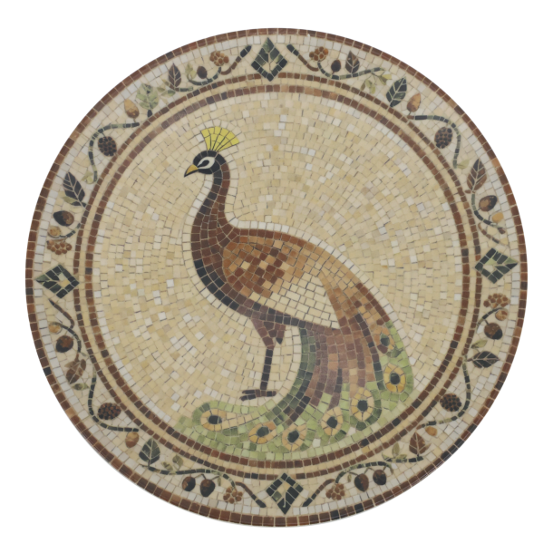 Chic Antique - Fad i mosaik m. p�fugl Beige/mocca H2,8/�26,5 cm.