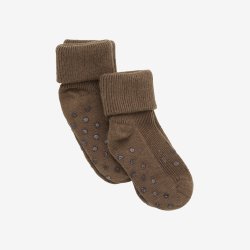 Minymo - Skridsikre rib-sokker 2-pak Brun
