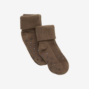 Minymo - Skridsikre rib-sokker 2-pak Brun