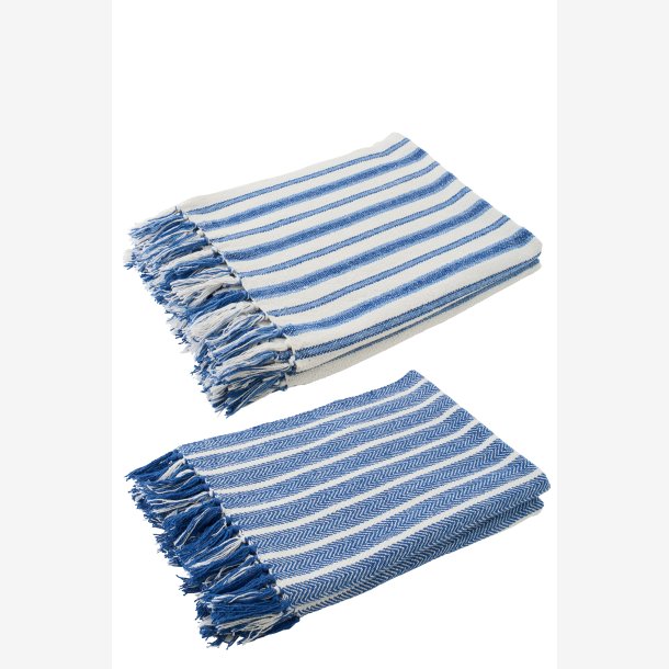 J-Line - Plaid Stribet Bomuld Bl�/Hvid - Leveres Assorteret