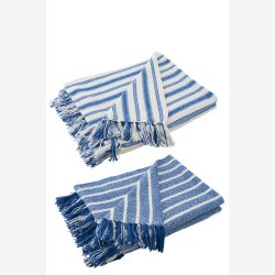 J-Line - Plaid Stribet Bomuld Bl�/Hvid - Leveres Assorteret