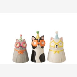 J-Line - Vase i katteform Keramik 3 varianter 21x12cm