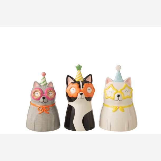 J-Line - Vase i katteform Keramik 3 varianter 21x12cm