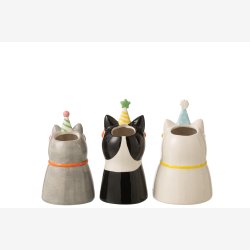 J-Line - Vase i katteform Keramik 3 varianter 21x12cm