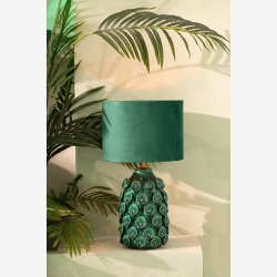 J-Line - Moderne Bordlampe M�rkegr�n Keramik/Lert�j 25x25x45cm.