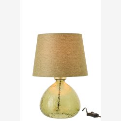 J-Line - Bordlampe Glaskugle Olivenfarve 24x24x32cm.