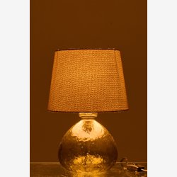 J-Line - Bordlampe Glaskugle Olivenfarve 24x24x32cm.